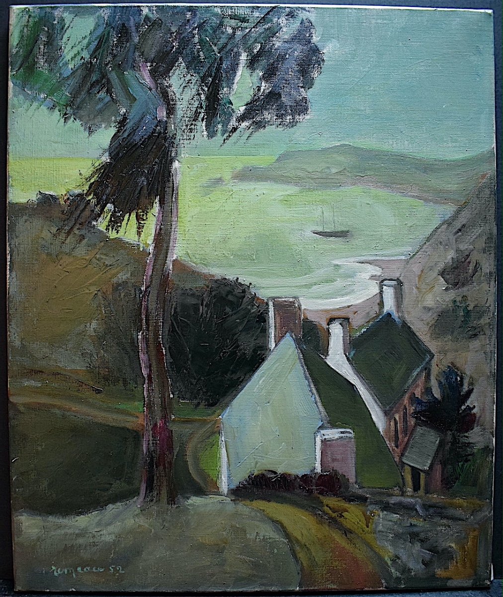 Signed To Identify Marine Landscape Vendée Brittany Fauve Expressionist 1952 XX Rt747