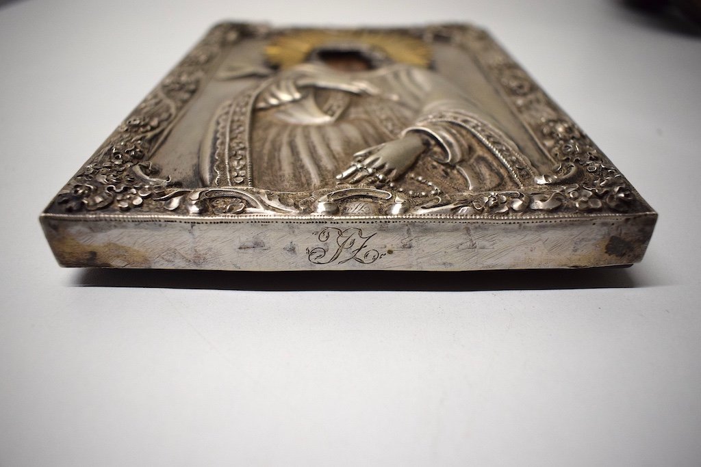 Riza Silver Icon Of Saint Efrosinia Russian Goldsmith Hallmarks To Identify Russia Ref503-photo-1
