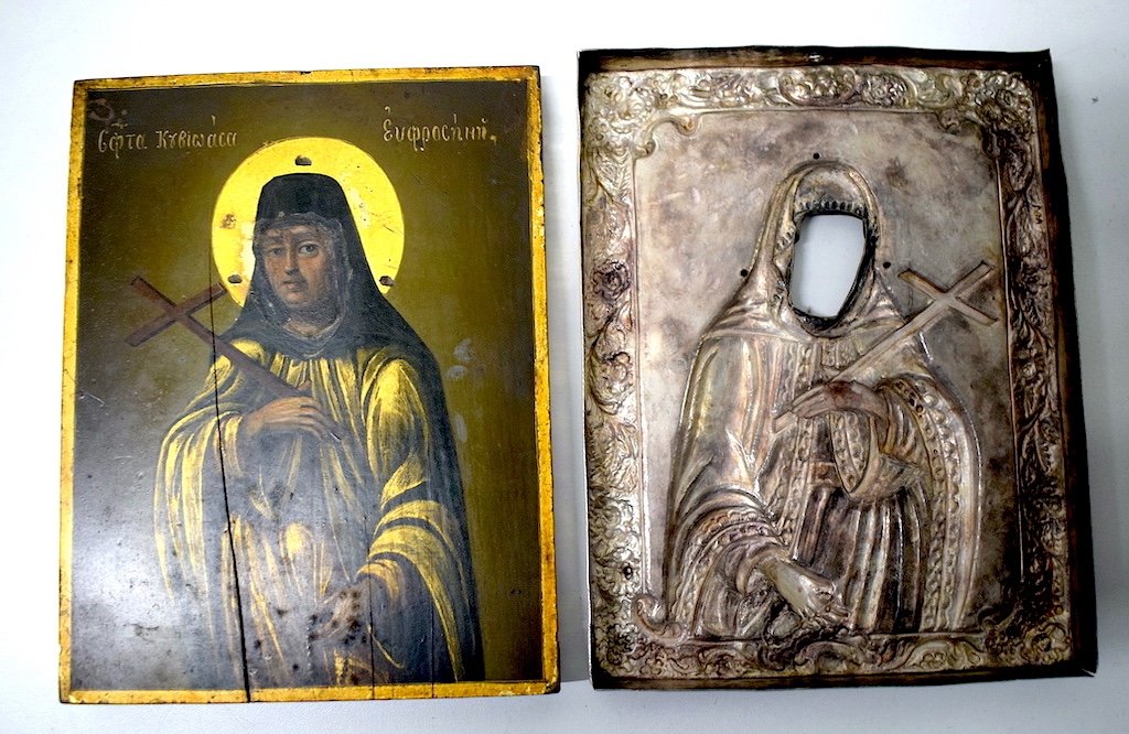 Riza Silver Icon Of Saint Efrosinia Russian Goldsmith Hallmarks To Identify Russia Ref503-photo-3