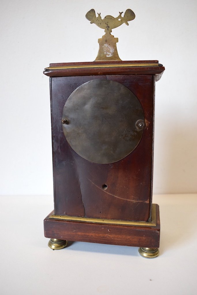 Rooster Watch Signed Terrot Door Watch Borne Bronze Mahogany Empire Pendulum Ref514-photo-4