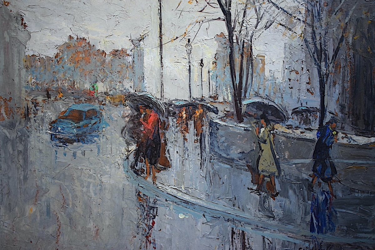 Paris sous la pluie paysage urbain Signé à Identifier XX Années 1950 1960 RT787-photo-3