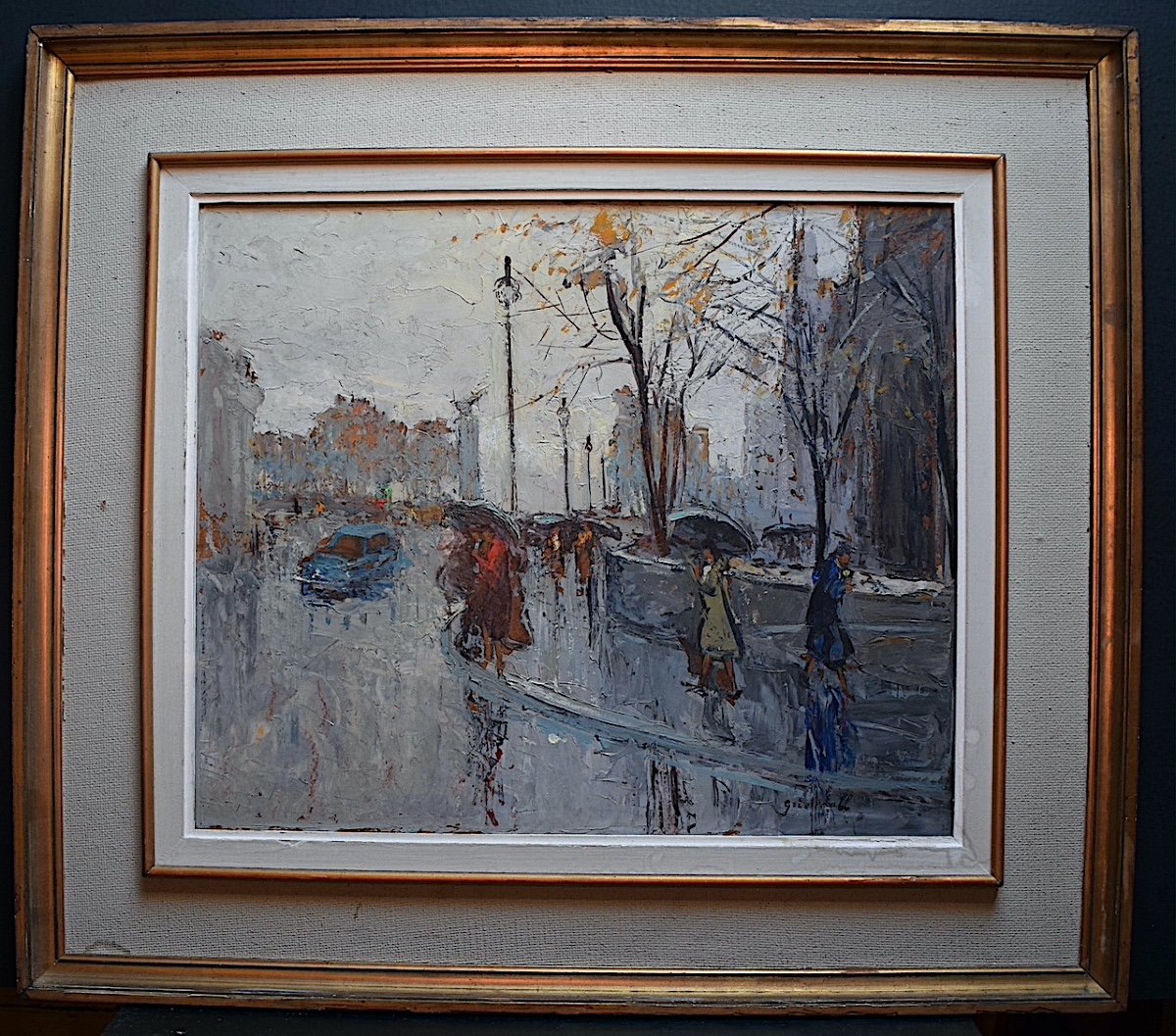 Paris In The Rain Cityscape Signed To Identify XX Years 1950s 1960s Rt787-photo-6