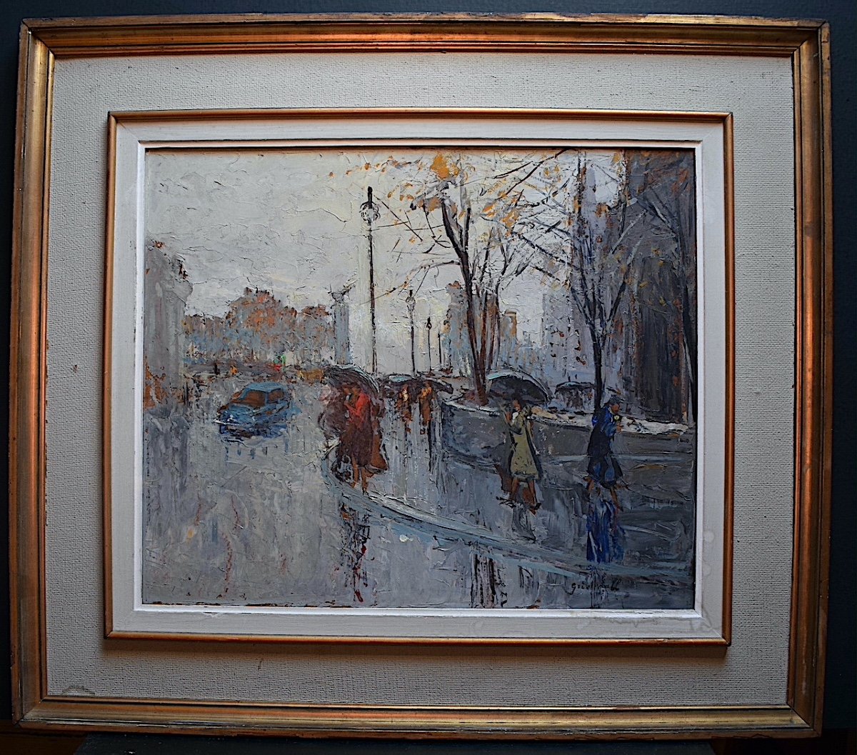 Paris In The Rain Cityscape Signed To Identify XX Years 1950s 1960s Rt787