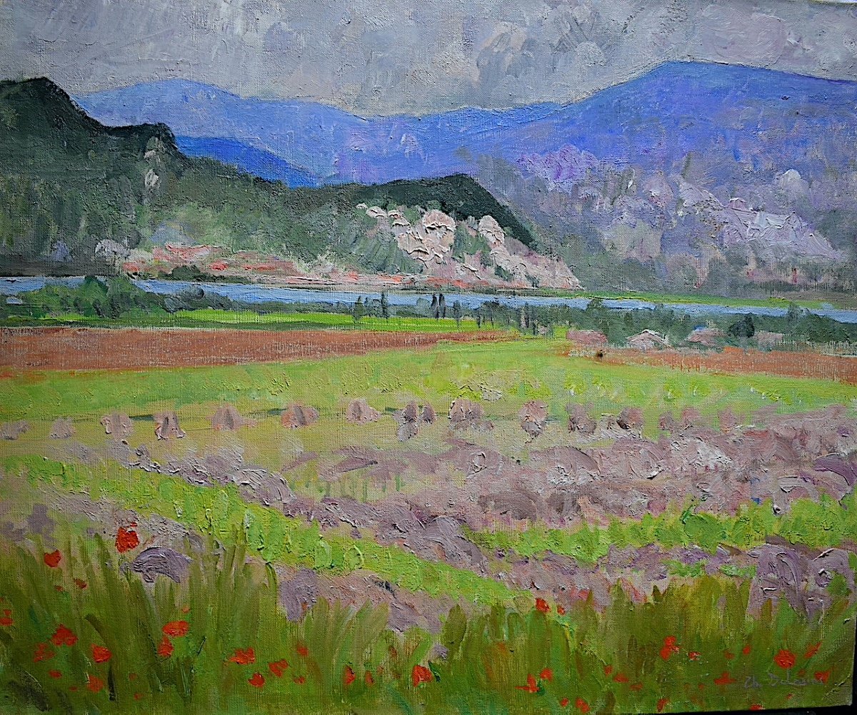 Therese Debains Post-impressionist Landscape Surroundings Of Mirmande Rhone Valley Signed XX Rt79-photo-2