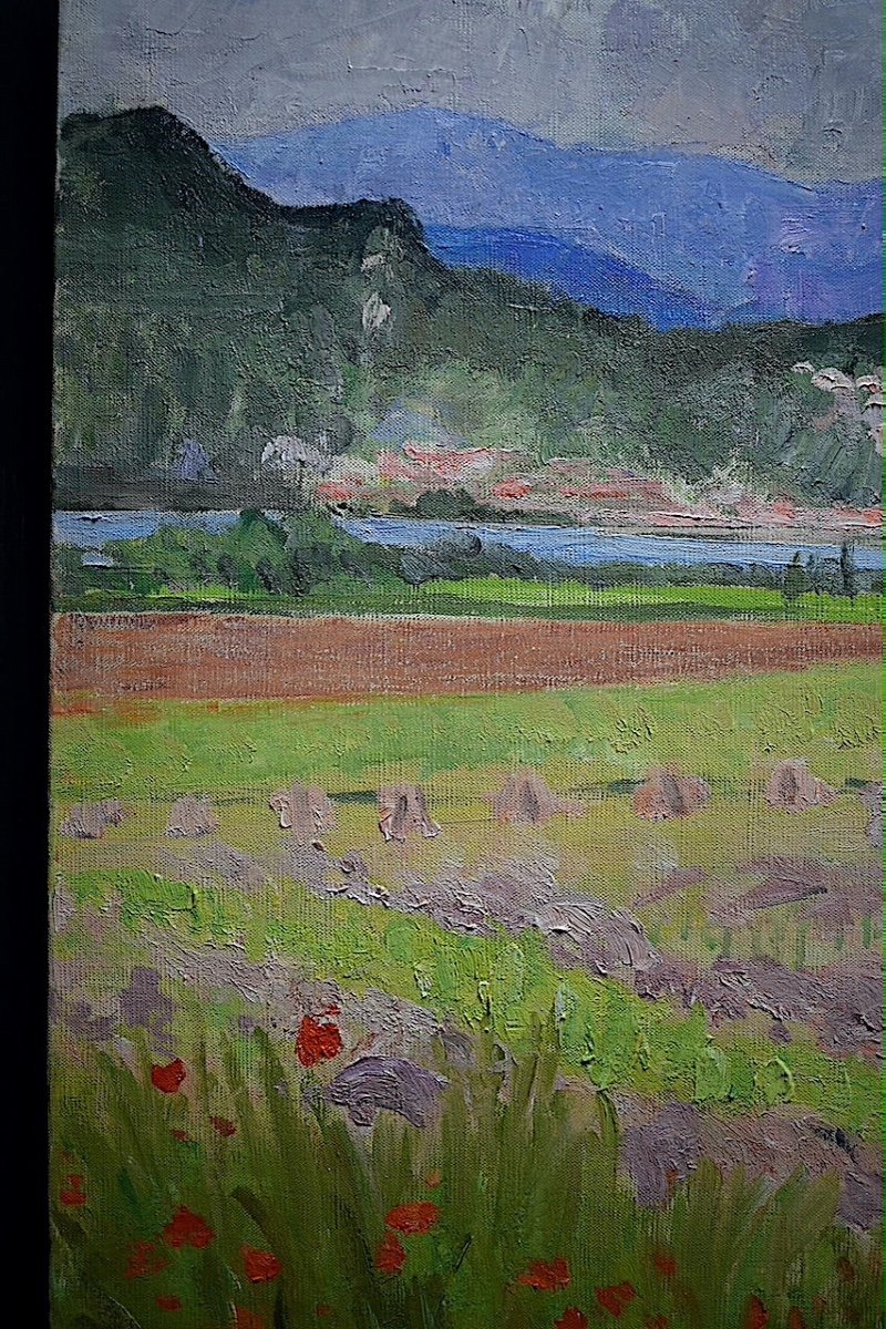 Therese Debains Post-impressionist Landscape Surroundings Of Mirmande Rhone Valley Signed XX Rt79-photo-4