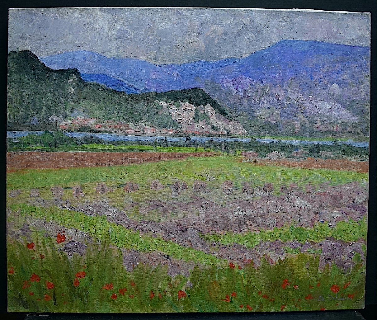 Therese Debains Post-impressionist Landscape Surroundings Of Mirmande Rhone Valley Signed XX Rt79