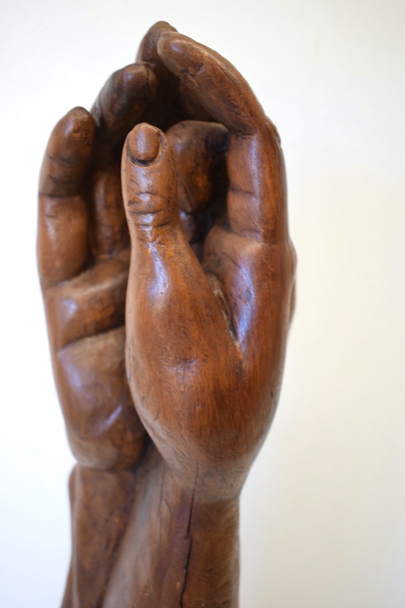 H Jobert Sculpture Pairs Of Hand And Forearm Carved Wood Ref527-photo-1