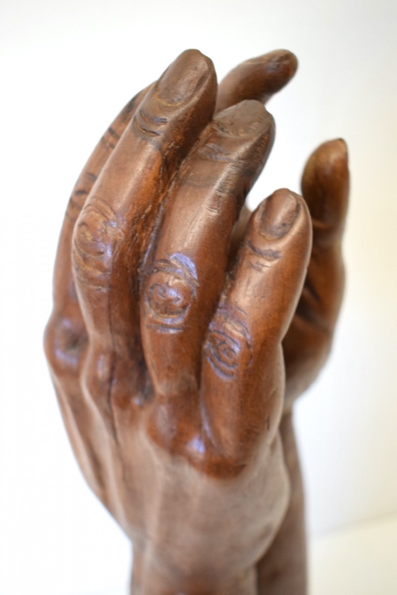 H Jobert Sculpture Pairs Of Hand And Forearm Carved Wood Ref527-photo-2