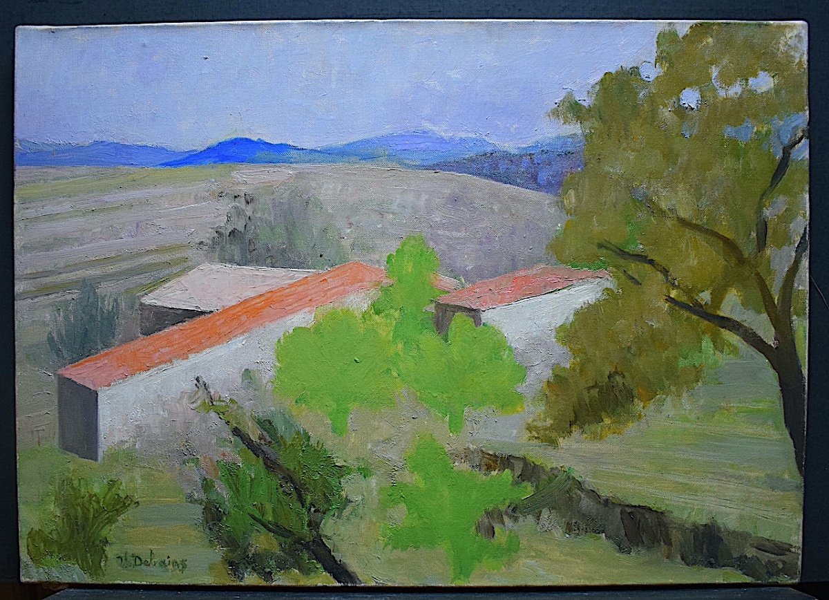* Therese Debains Post Impressionist Landscape Signed XX Rt813-photo-6