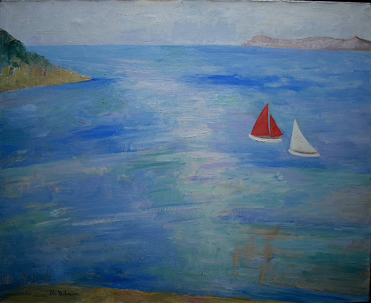 * Thérèse Debains Post Impressionist Marine Signed XX Rt815-photo-2