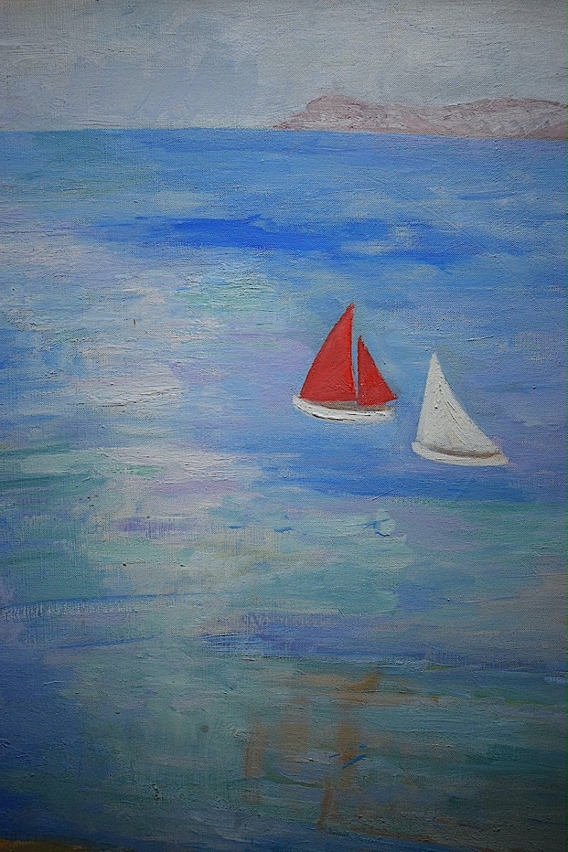 * Thérèse Debains Post Impressionist Marine Signed XX Rt815-photo-4