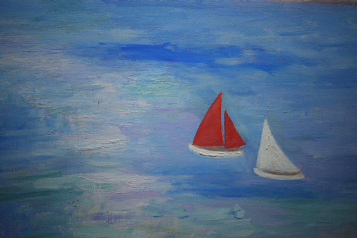 * Thérèse Debains Post Impressionist Marine Signed XX Rt815-photo-1