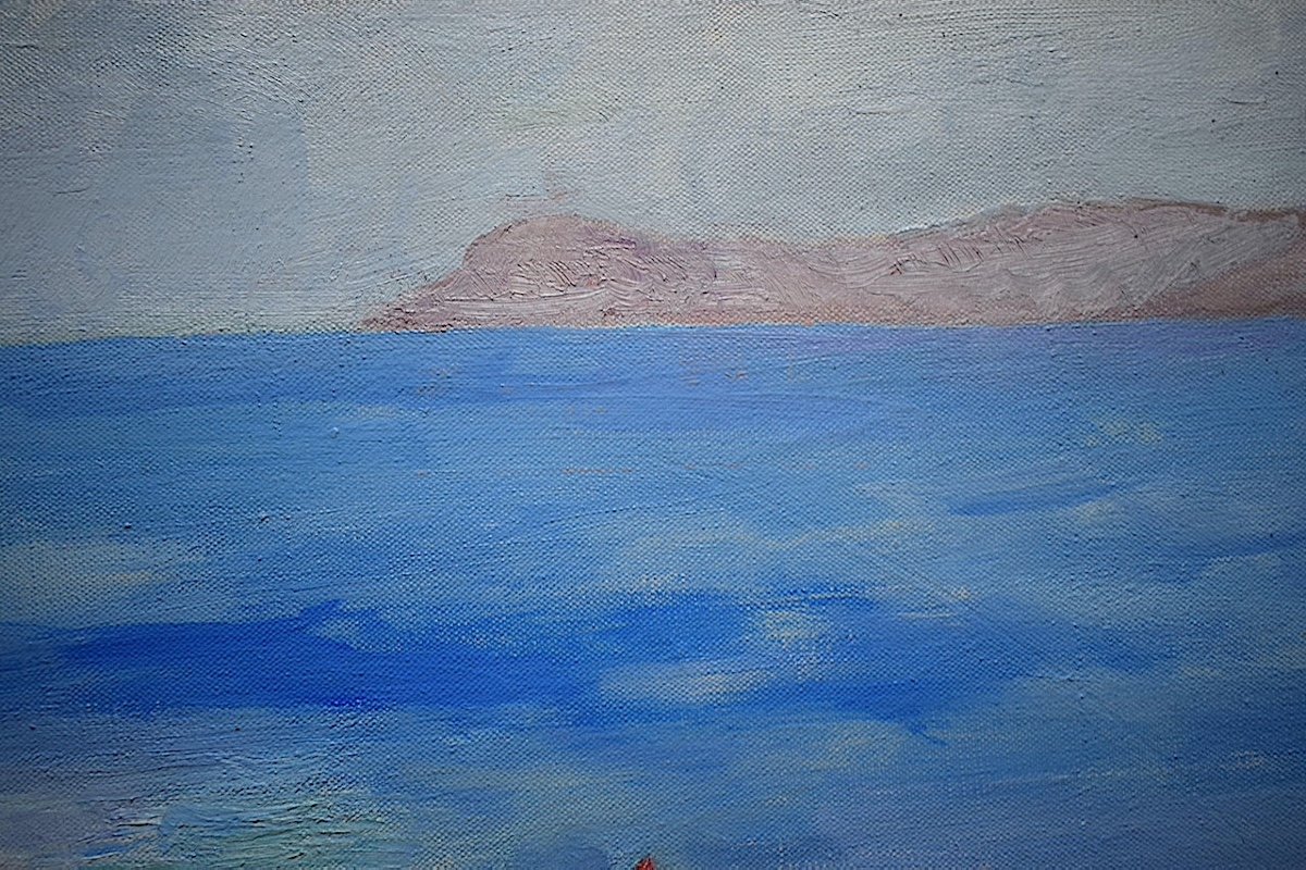 * Thérèse Debains Post Impressionist Marine Signed XX Rt815-photo-2