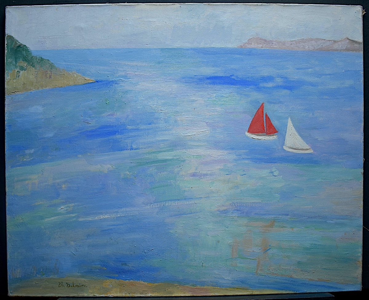 * Thérèse Debains Post Impressionist Marine Signed XX Rt815