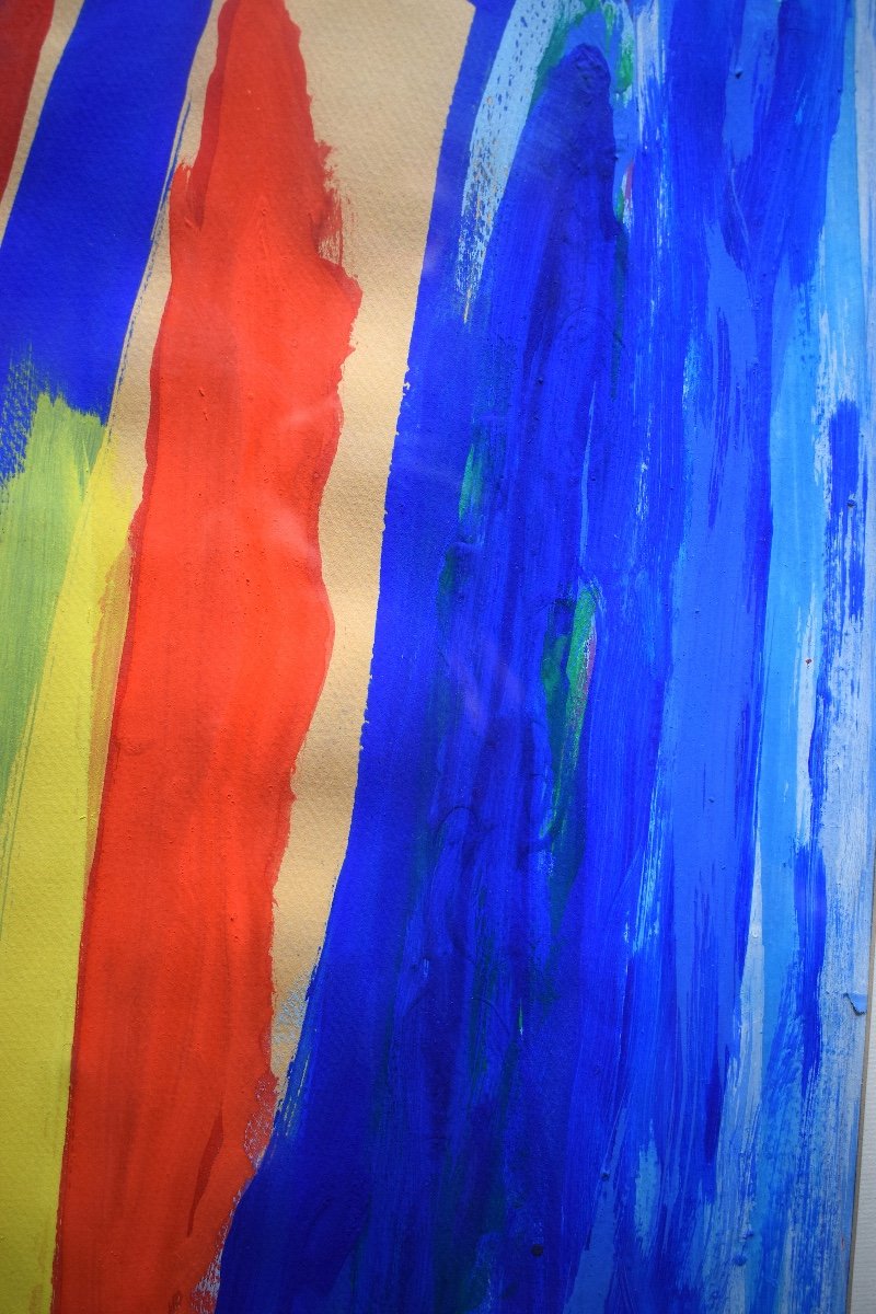 CLAUDE BELLEGARDE Abstrait Gouache Signé  RT821 -photo-3