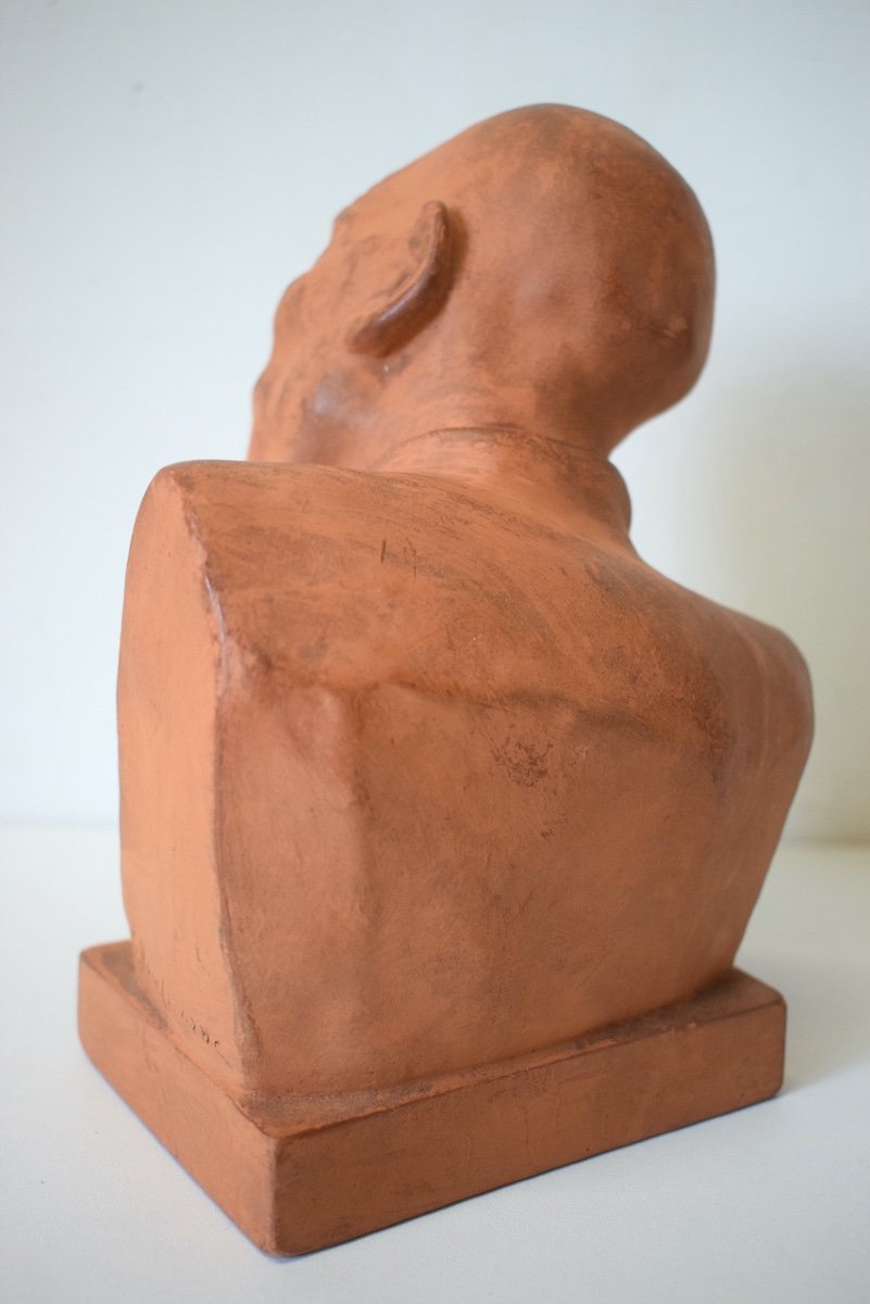 Gaston Hauchecorne Terracotta Bust Of Smiling Chinese Scholar With Long Beard Ref541-photo-4