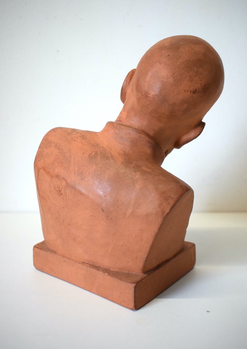 Gaston Hauchecorne Terracotta Bust Of Smiling Chinese Scholar With Long Beard Ref541-photo-5