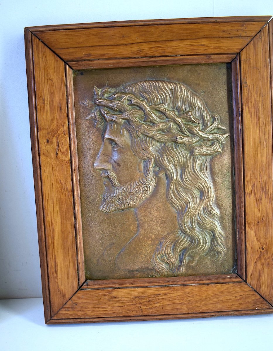 Two Bas Relief In Bronze Jesus Christ And The Virgin Mary XIXth Century Christianity Ref543-photo-4