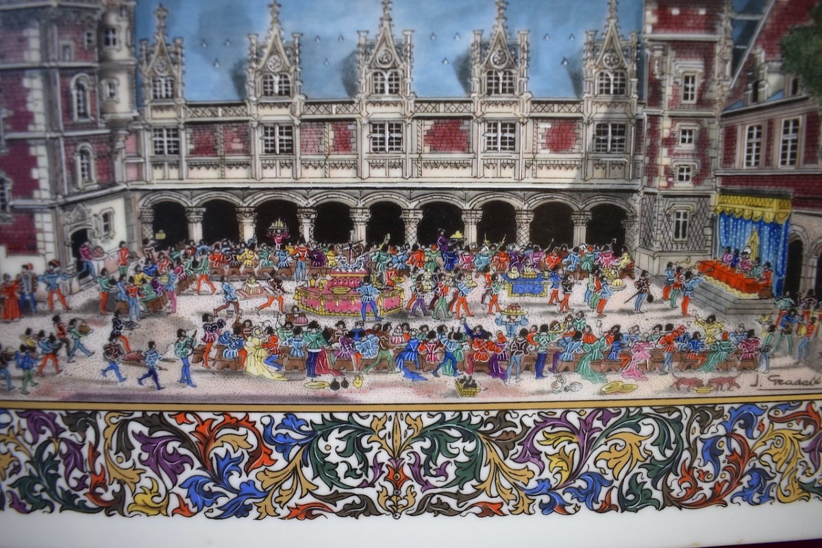 JEAN GRADASSI Miniature Sur Porcelaine Louis XII  Château De Blois Renaissance Ref544-photo-2
