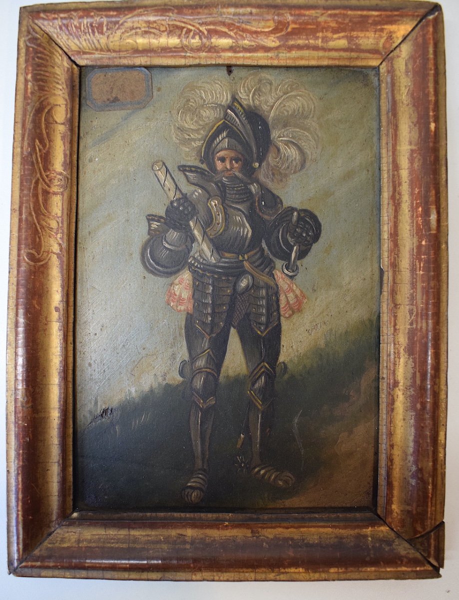 Three Knights Soldiershaute époque In Armor Oils On Wood XVII XVIII  Ref545-photo-4