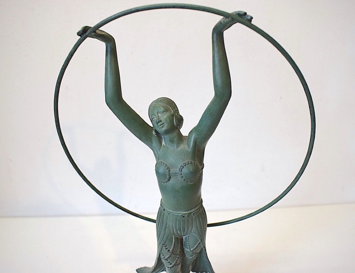 Charles Charles Statue Art Deco The Dancer With The Hoop Metal Editions Max Leverrier Ref550-photo-2