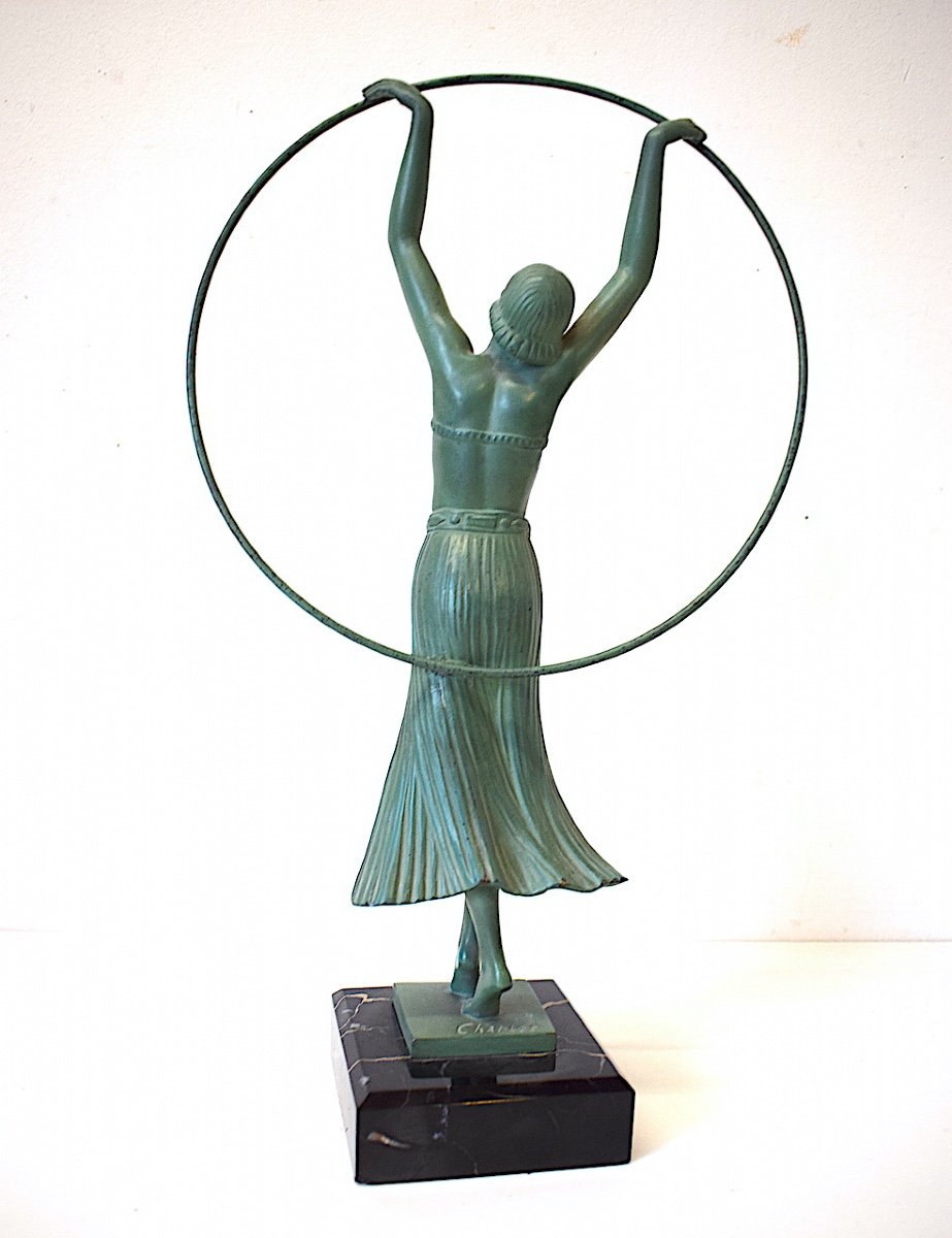 Charles Charles Statue Art Deco The Dancer With The Hoop Metal Editions Max Leverrier Ref550-photo-2