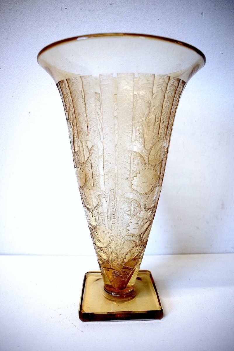 Art Deco Vase Signed Veramé Art Glassware From Metz Lorrain Art Meisenthal Circa 1925 Ref504-photo-2