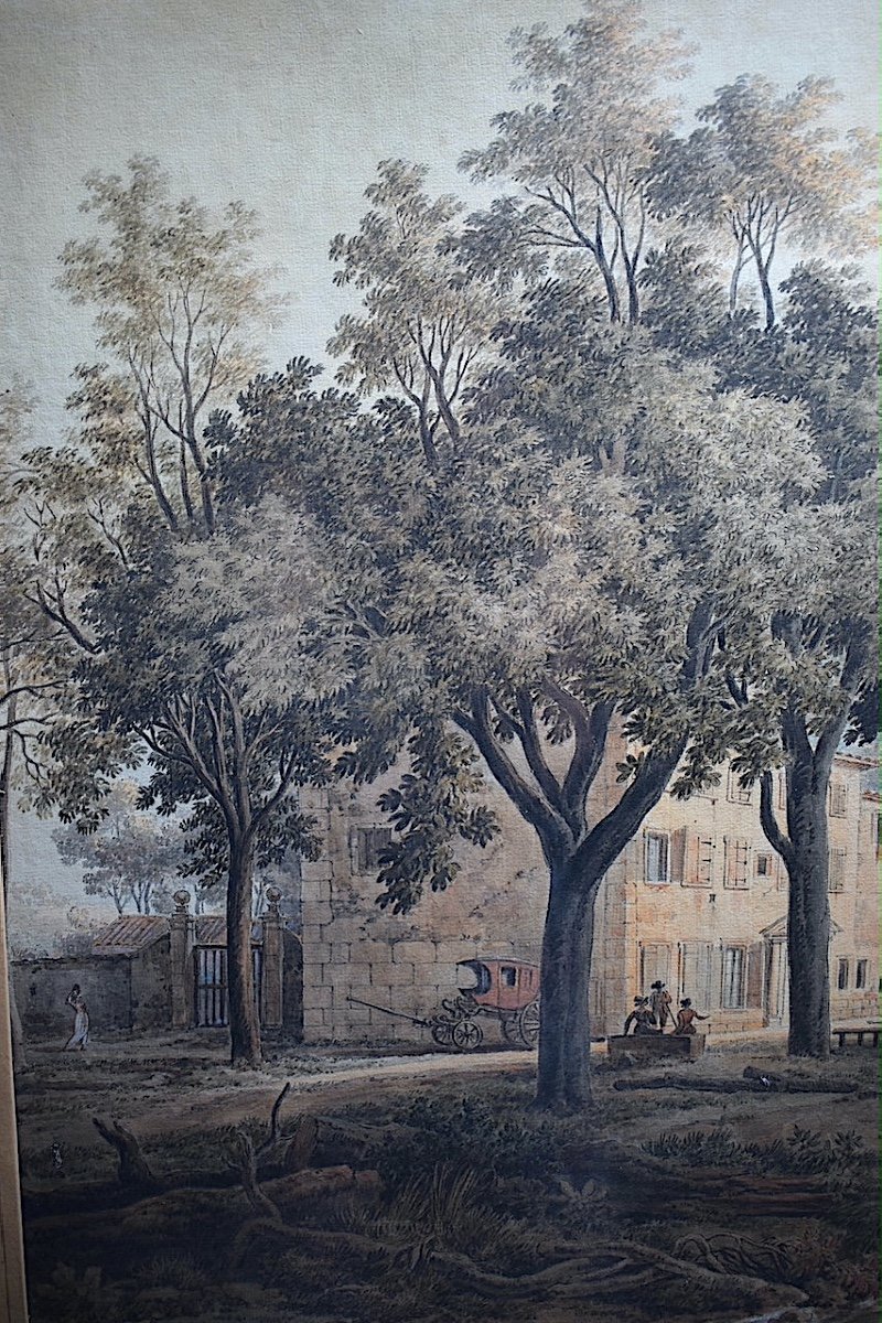 Constantin Of Aix Watercolor XVIII XIX Animated Landscape Provençal Provence Rt839-photo-3