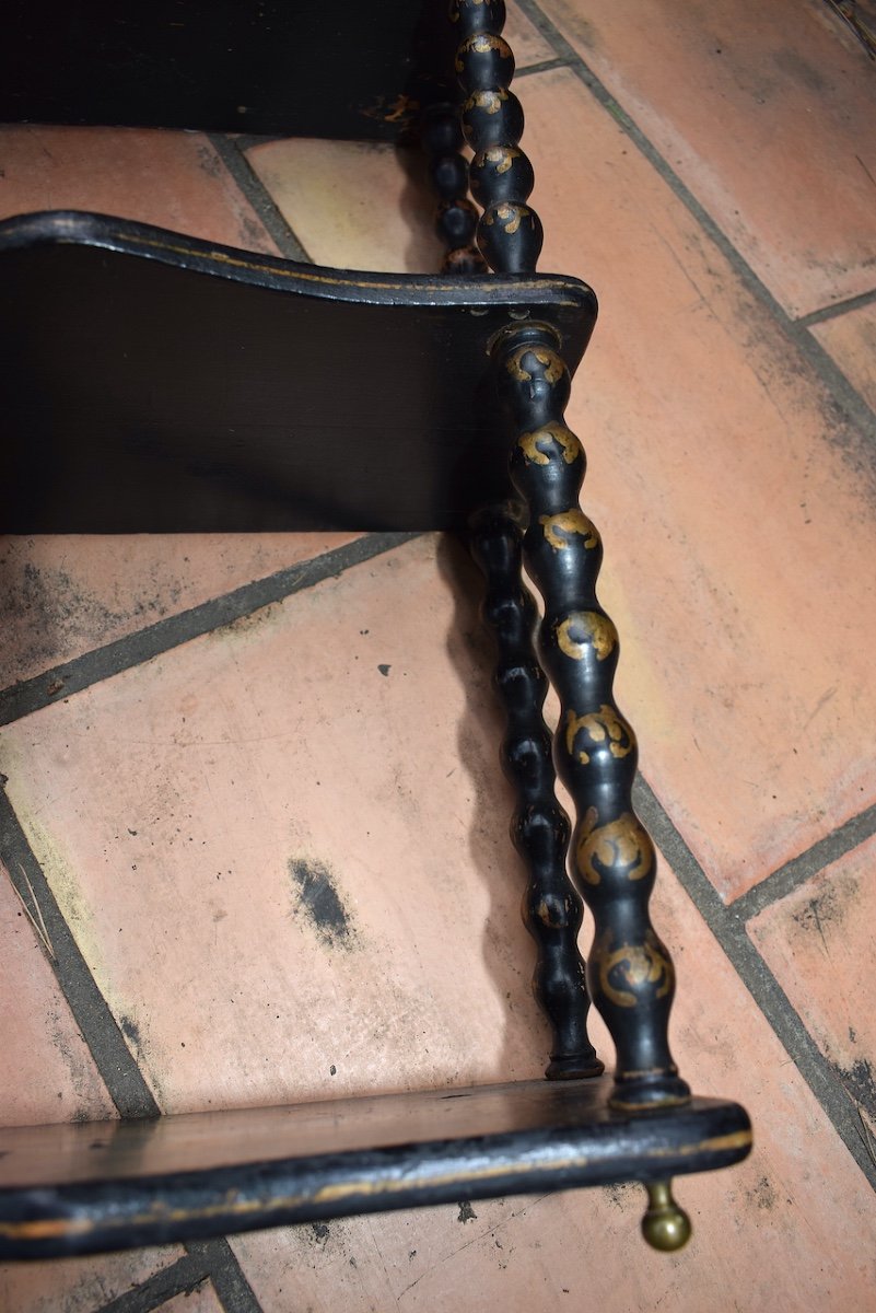 Wall Or Standing Shelf Black Lacquered Wood Chinese Decor China XIX Napoleon III Canton Ref512-photo-8
