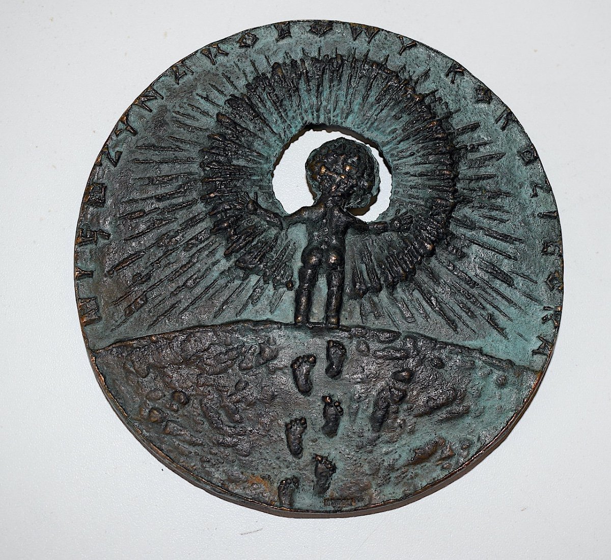 Bronze Medallion Modern Art Poland 1970 Box Book Artist To Identify Medal Ref515-photo-3