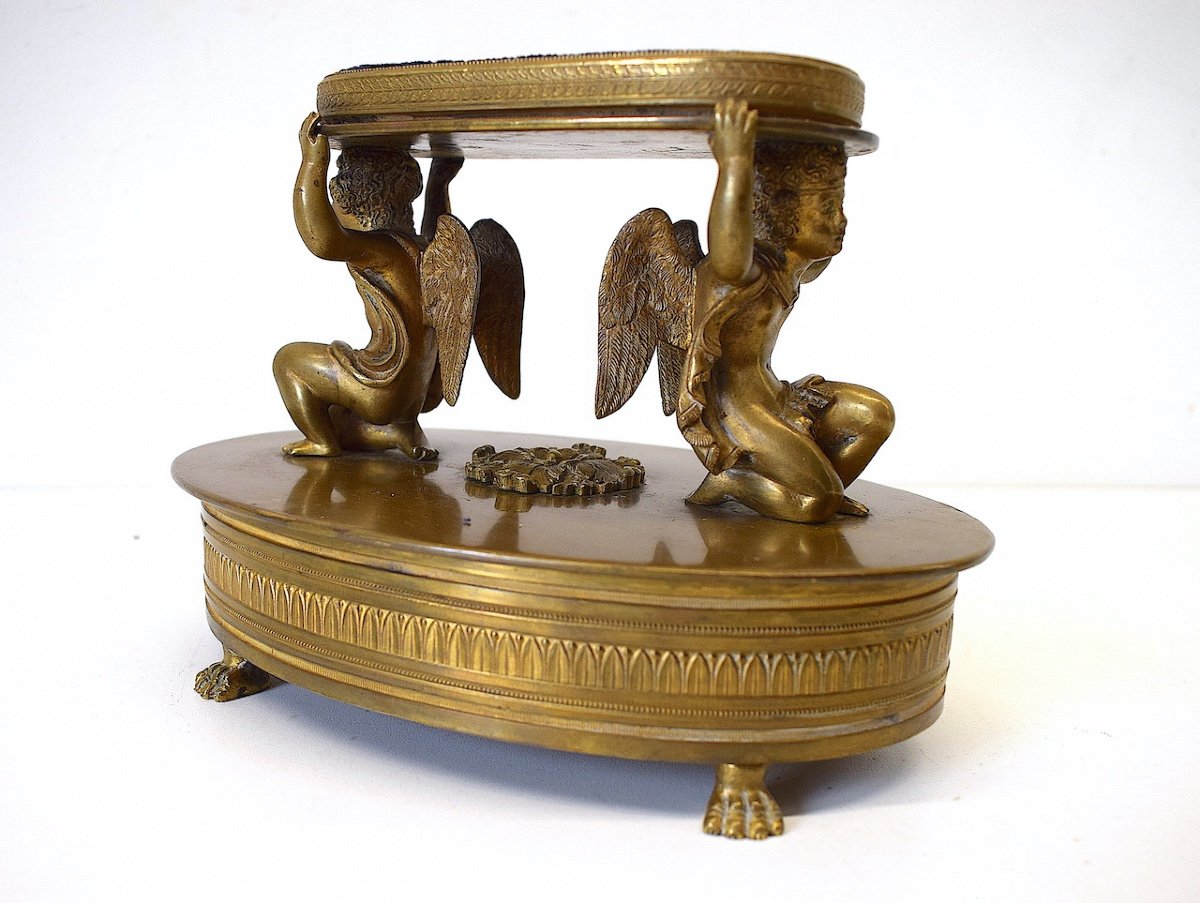 Baguier Tray Empty Pocket Watch Holder Or Jewelry Bronze Cherubs Charles X Ref516-photo-2
