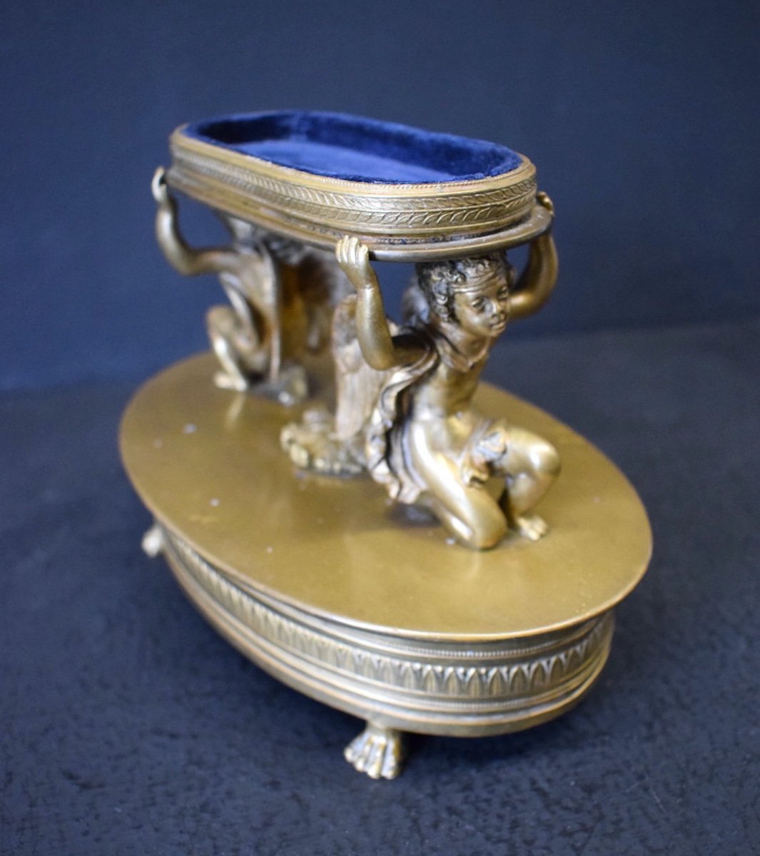 Baguier Tray Empty Pocket Watch Holder Or Jewelry Bronze Cherubs Charles X Ref516-photo-4