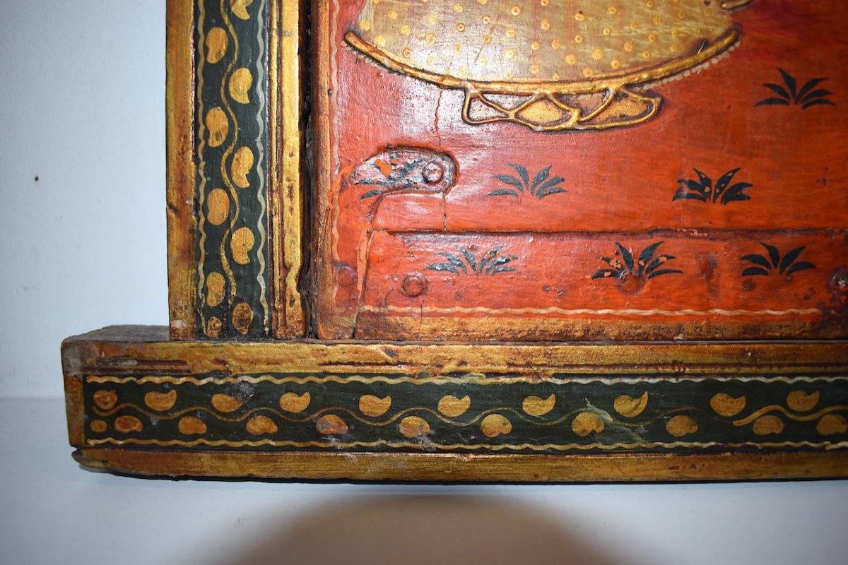 Rama And Sitâ India Rajasthan Polychrome Painted Wood Trompe l'Oeil Window Cupboard Ref522-photo-4