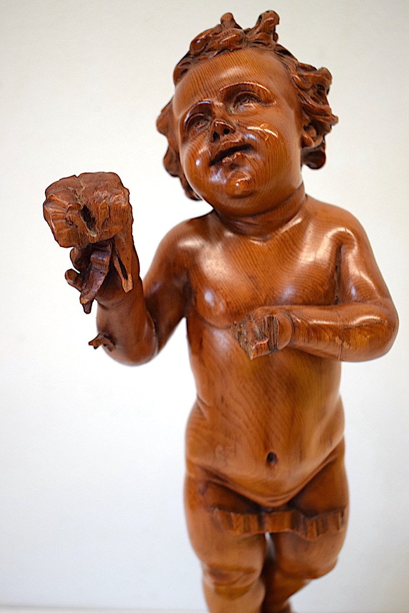 Bois Sculpt&eacute; Ch&eacute;rubin Putti Amour  Sign&eacute; C.b. De Lotto  Italie XIX &egrave;me Ref523-photo-5