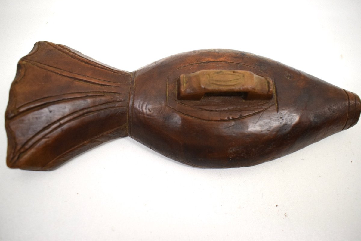 Folk Art Mold Seal Or Mark Liturgical Bread Wood Carved In Fish Greece Ref528-photo-2
