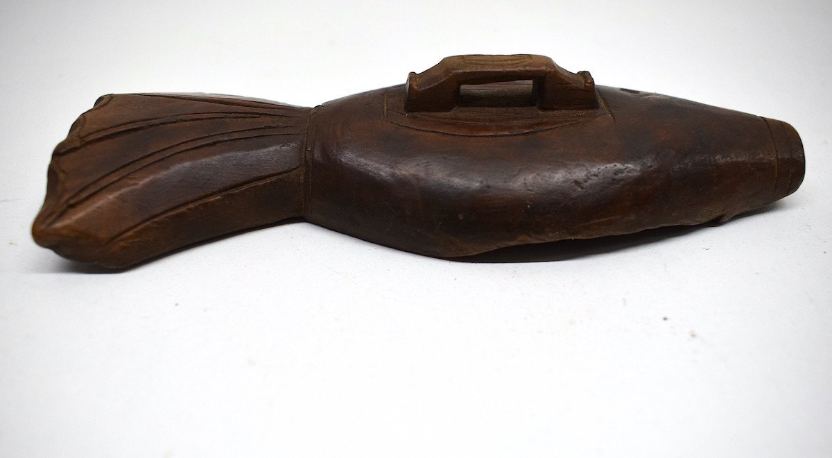 Folk Art Mold Seal Or Mark Liturgical Bread Wood Carved In Fish Greece Ref528-photo-3
