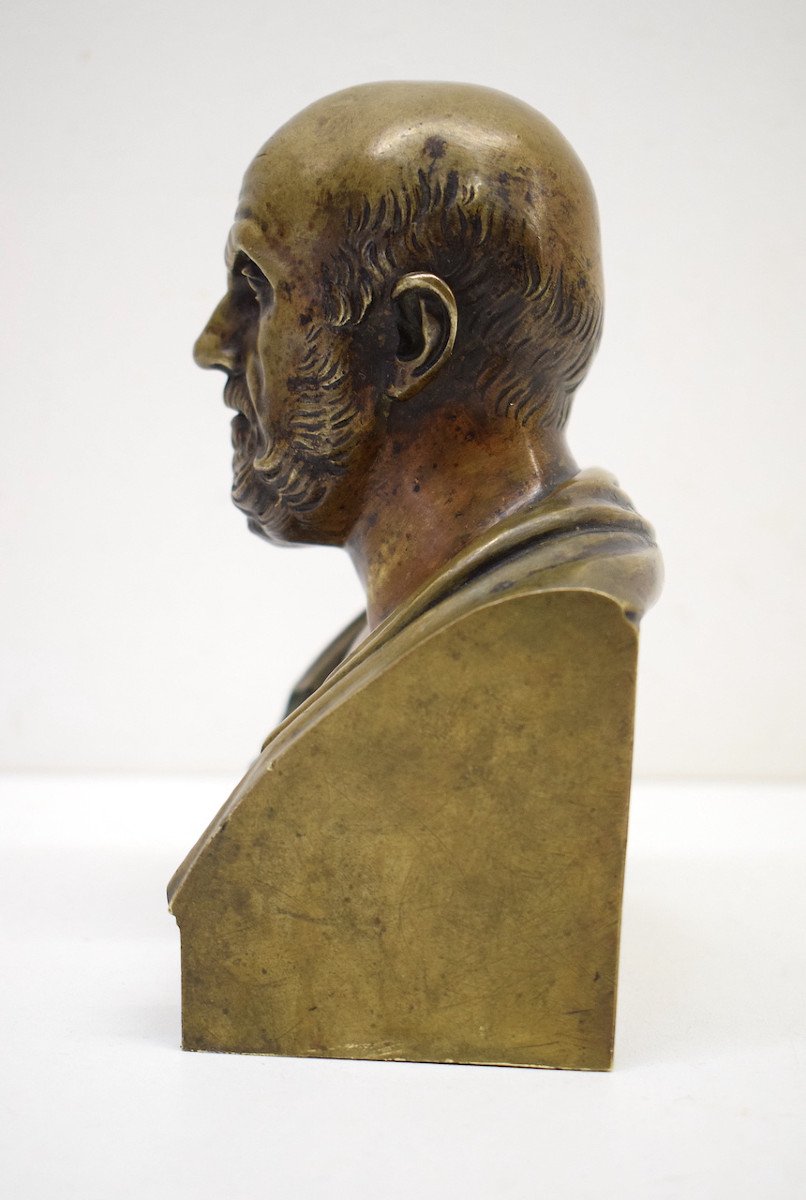 Buste Bronze Hippocrate XIX Vers 1810 1830 Médecine Médecin époque Empire Ref533-photo-4