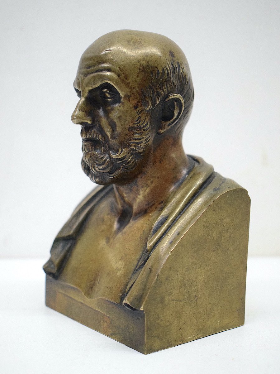 Buste Bronze Hippocrate XIX Vers 1810 1830 Médecine Médecin époque Empire Ref533