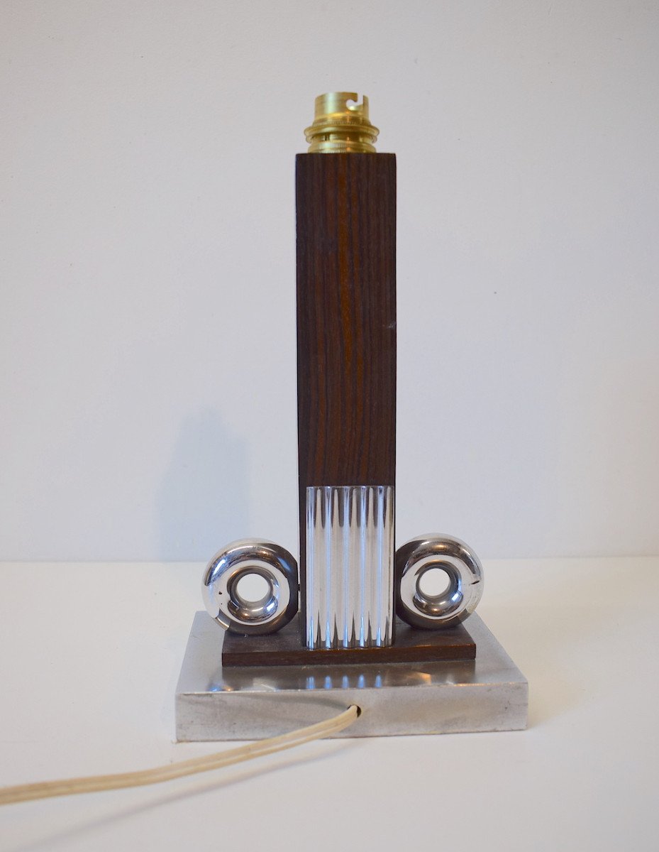 Modernist Art Deco Foot Lamp Macassar Ebony And Chrome Bronze 1925 1930 Ref538-photo-1
