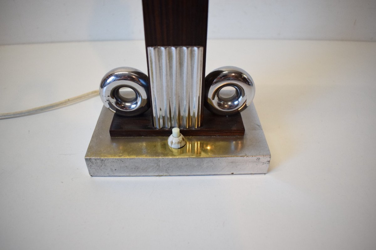 Modernist Art Deco Foot Lamp Macassar Ebony And Chrome Bronze 1925 1930 Ref538-photo-3