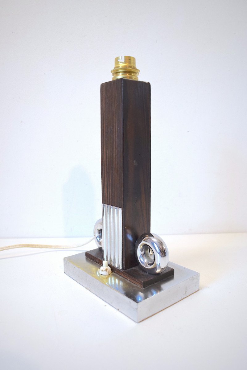 Modernist Art Deco Foot Lamp Macassar Ebony And Chrome Bronze 1925 1930 Ref538-photo-4