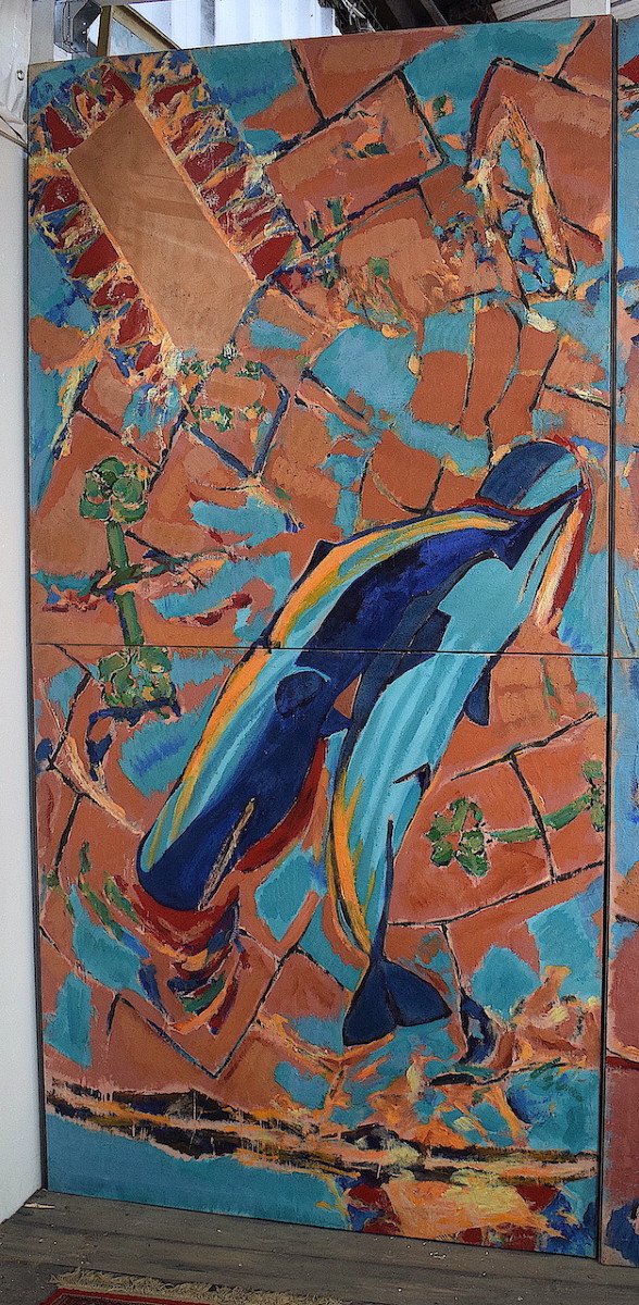 * Andrew Hart Adler Fresco Format Large Abstract Expressionist Marine Painting Rt854 *-photo-4