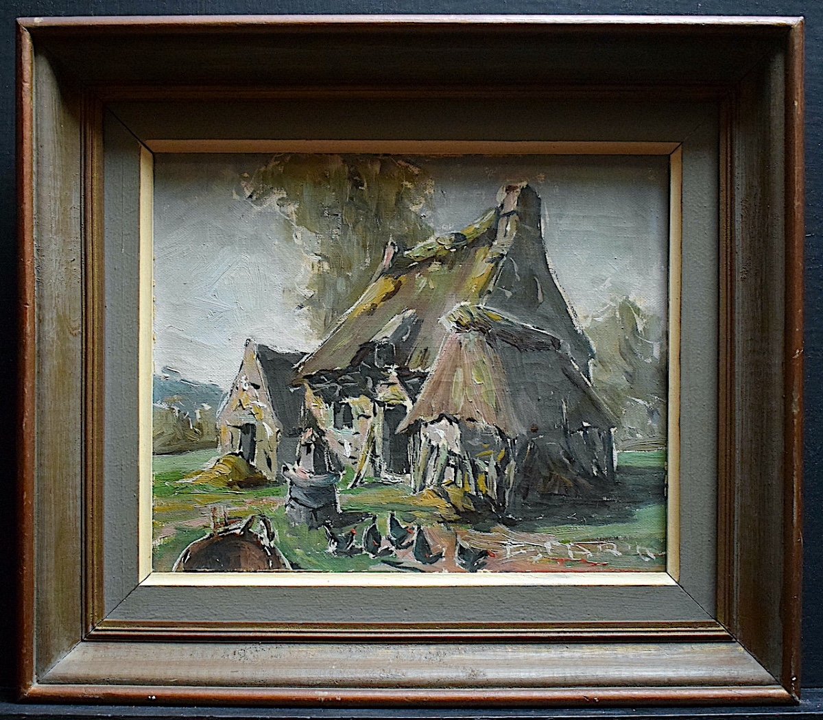 Pierre Cario Signed Bretagne Ferme Chaumière XX Rt859-photo-2