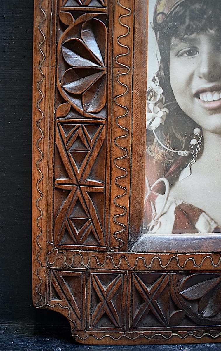 Orientalist Carved Wood Photo Frame XX Rebate 22.5 X 13 Cm Frame Ref C1102-photo-3