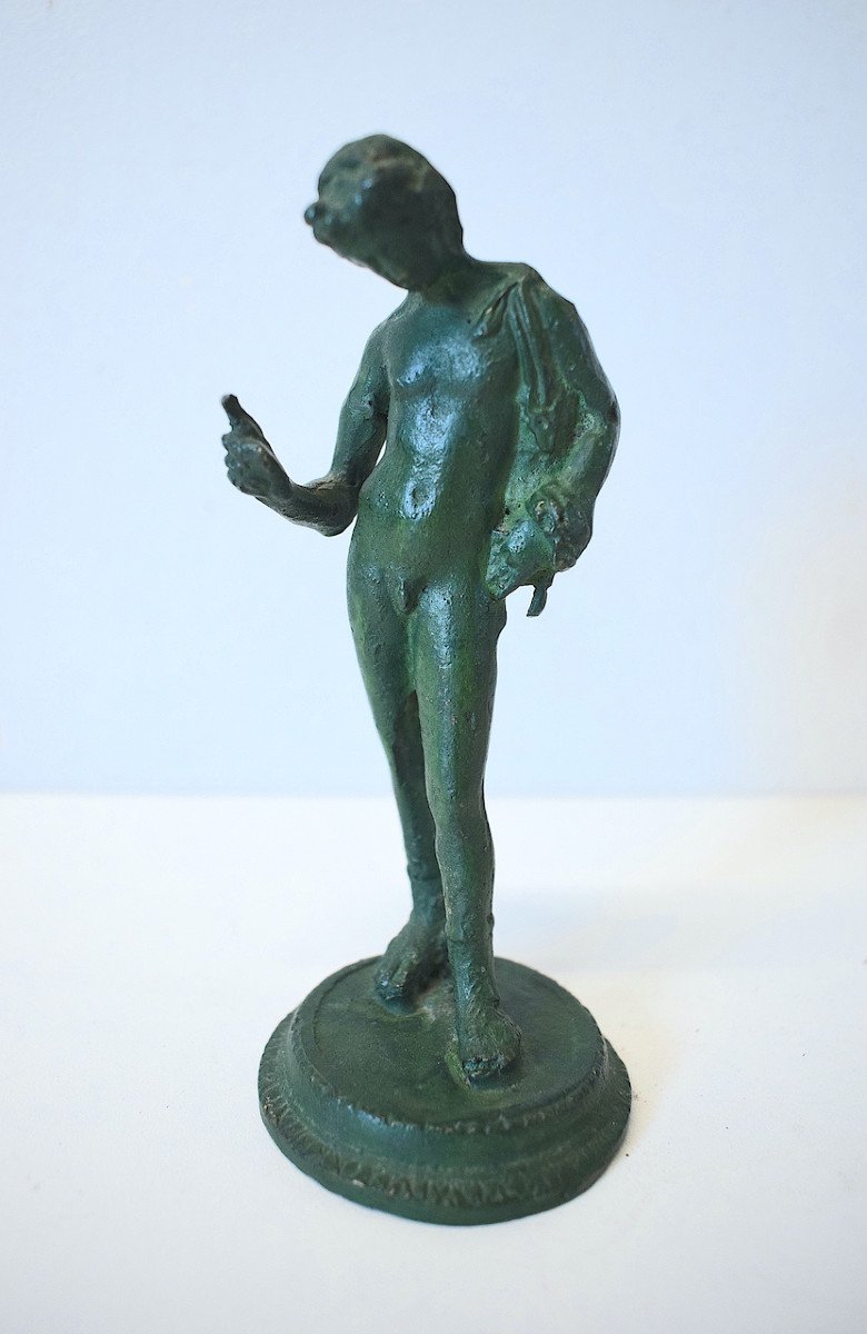 Narcisse  Petit Bronze De Vitrine Mythologie Grecque Patine Verte à l'Antique Ref558-photo-2