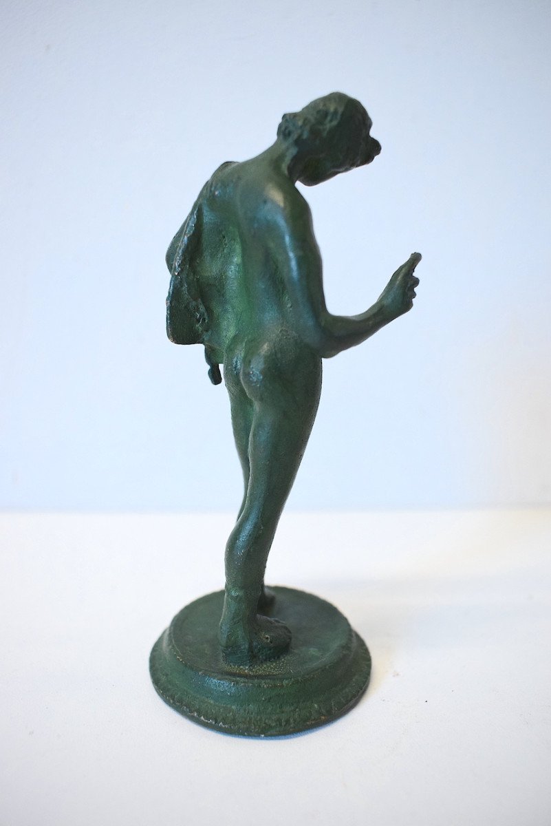 Narcisse  Petit Bronze De Vitrine Mythologie Grecque Patine Verte à l'Antique Ref558-photo-3