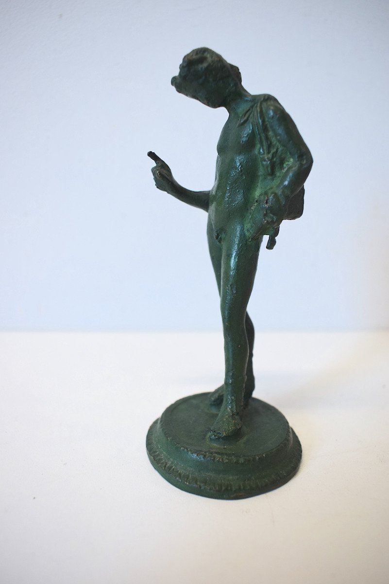 Narcisse  Petit Bronze De Vitrine Mythologie Grecque Patine Verte à l'Antique Ref558-photo-2