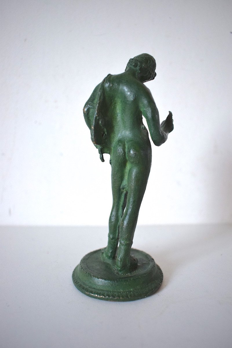 Narcisse  Petit Bronze De Vitrine Mythologie Grecque Patine Verte à l'Antique Ref558-photo-4