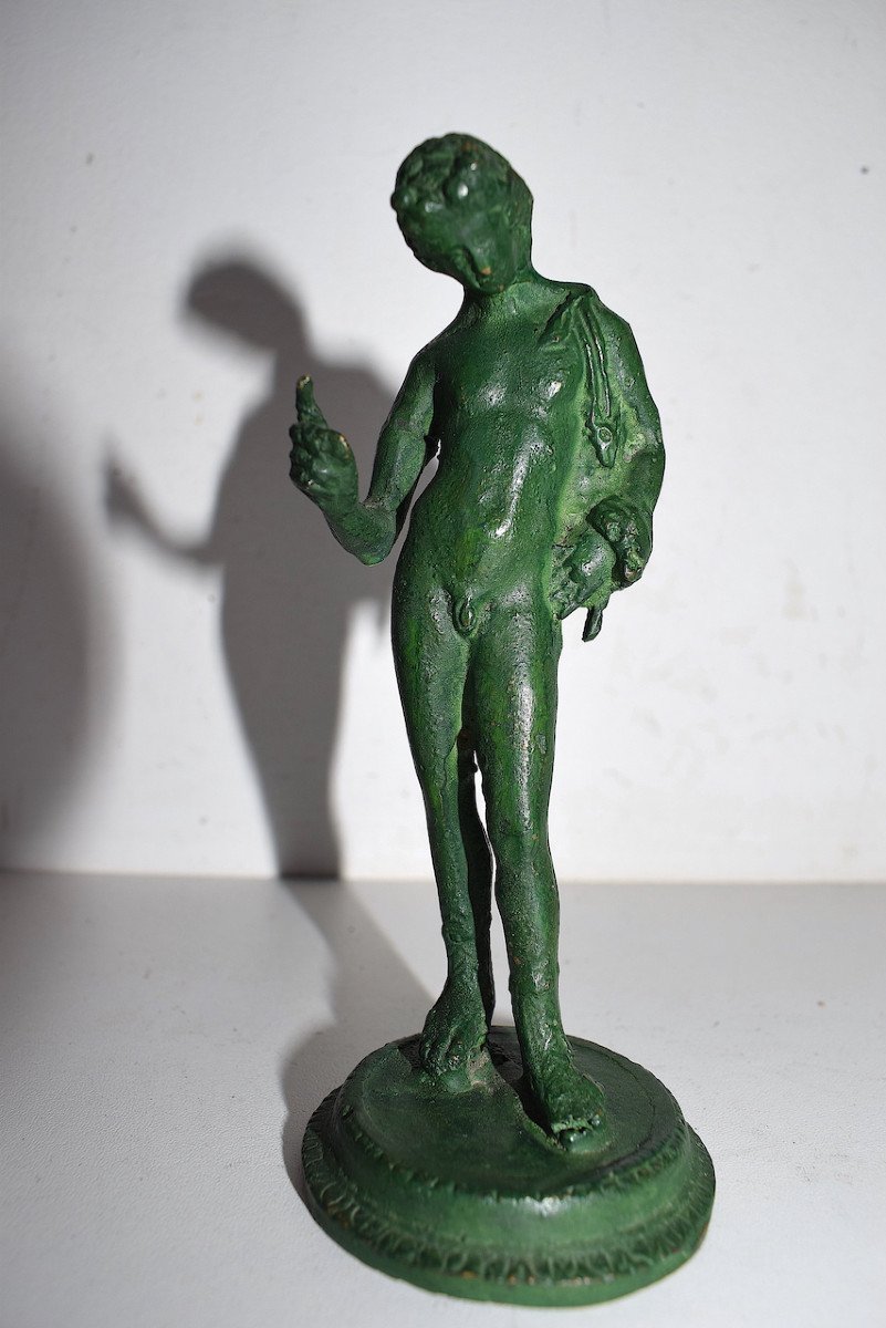 Narcisse  Petit Bronze De Vitrine Mythologie Grecque Patine Verte à l'Antique Ref558-photo-6