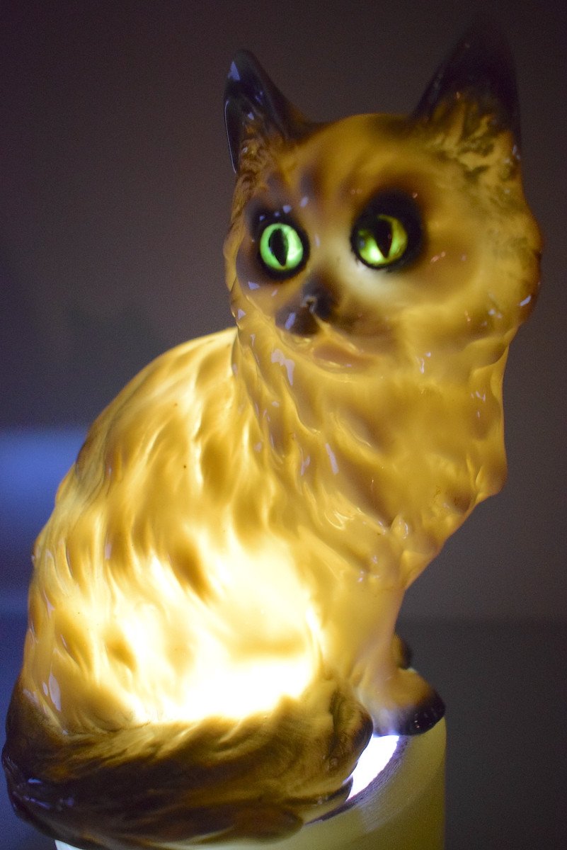 Porcelain Cat Or Kitten Night Light Lamp Circa 1930 Feline Animal Ref561-photo-8